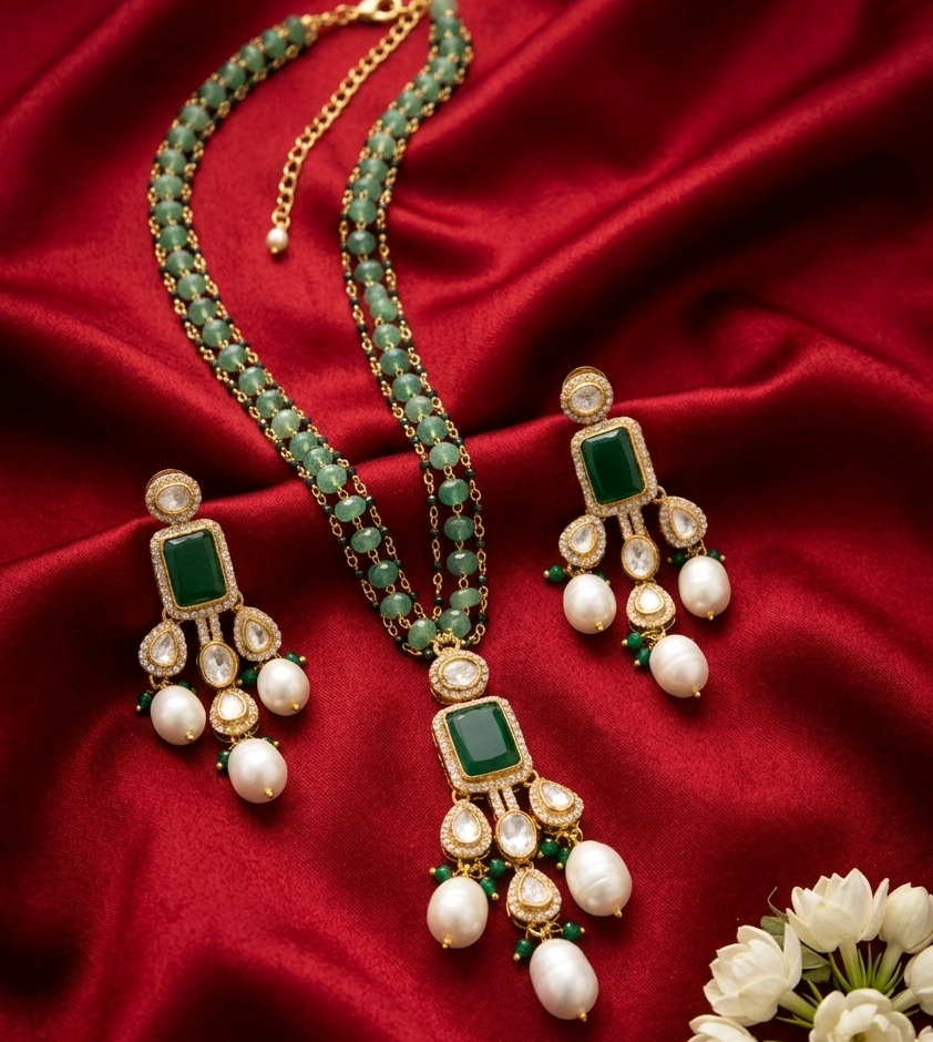 Moissanite Ethnic Nacklace Set 